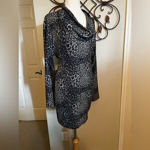 NWT KLD Signature Leopard Cowl Neck Dress